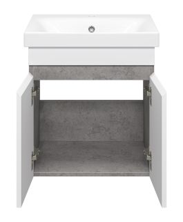 Подвесная тумба под раковину Misty Ронда 50см белый/бетон Чикаго светло-серый